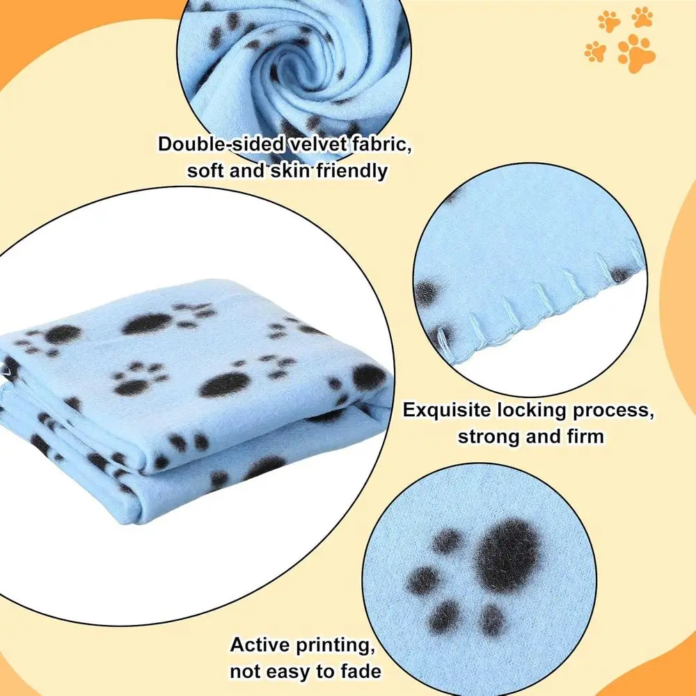 Atacado 50 cobertores de lã macia para cachorros, 24x28, designs com estampa de pata, ideais para animais de estimação pequenos e animais