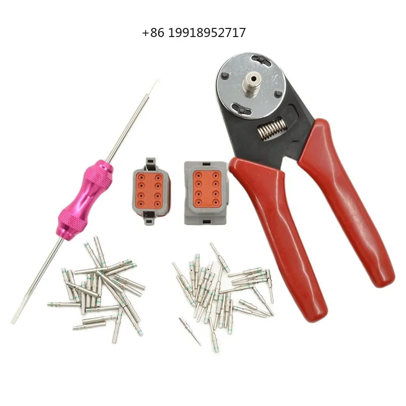 For Deutsch Closed Barrel Crimper, Solid Barrel Contact & Circular Connector Contacts Crimping Tool (AWG 14-20) 4 Way