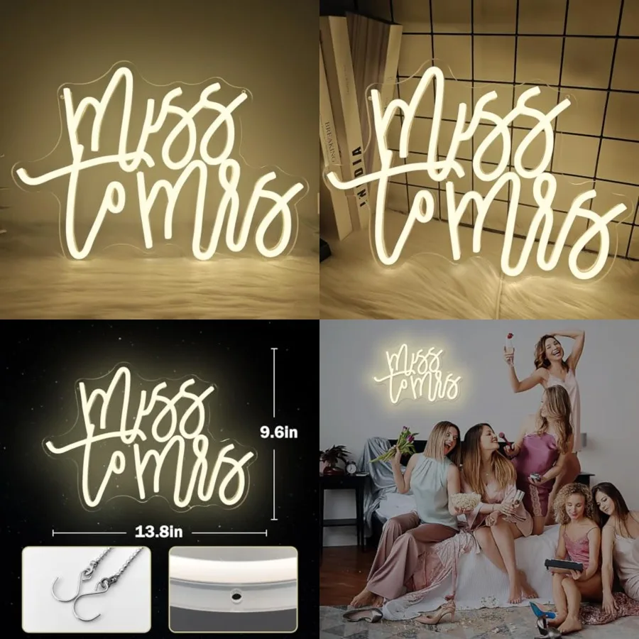 

Miss to Mrs Neon Sign for Bridal Shower Decor Dimmable Led Wedding Neon Sign for Backdrop, Miss to Mrs Neon Light for Wall Deco