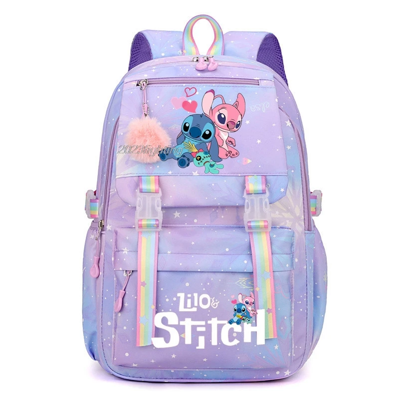 Lilo & Stitch Backpack Cartoon Gradient Ramp Student SchoolBag Large Capacity Women Travel Bag For Teens Girls Gift