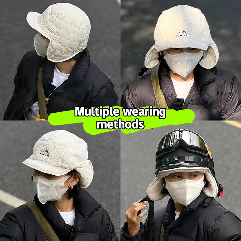 Winter Men Women Trapper Aviator Trooper Earflap Warm Waterproof Ski Down Hat Bomber Cap Ear Protectors Hats Reversible Wearable