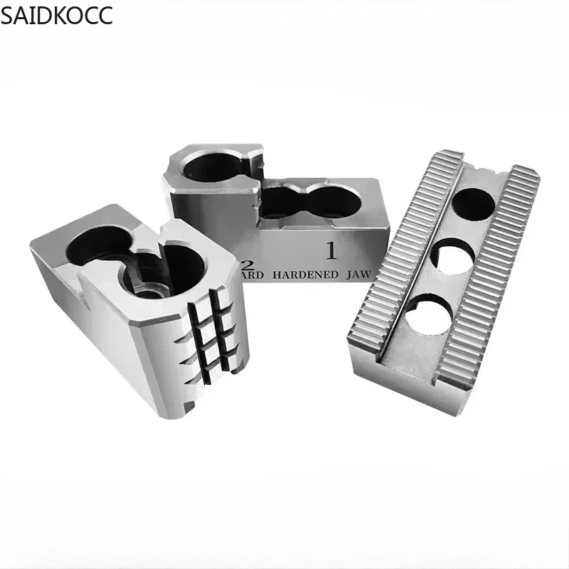 SAIDKOCC New High Precision Standard5 6 8 10 Inches Hydraulic Hard Claw Three Jaw Chuck Strong Step Claws for CNC Lathe Machine