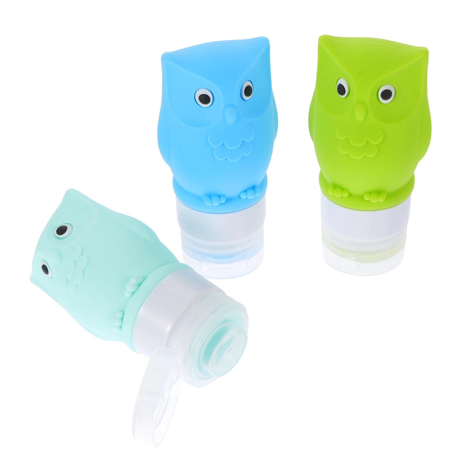 

3pcs Owl Shaped Sub Bottles Silica Gel Containers Travel Portable Leakproof Cosmetics Dispenser Small Size Lightweight Storage