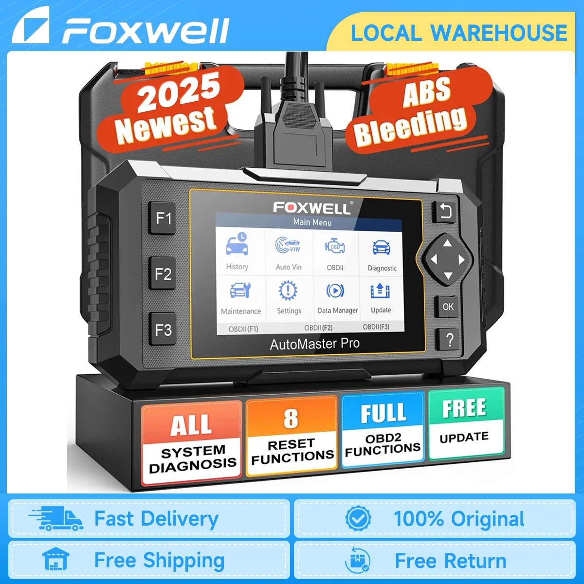 2025 FOXWELL NT624 Elite OBD2 Scanner ABS SAS TPS EPB Oil Reset All System Car Diagnostic Scan Tool lifetime free Update