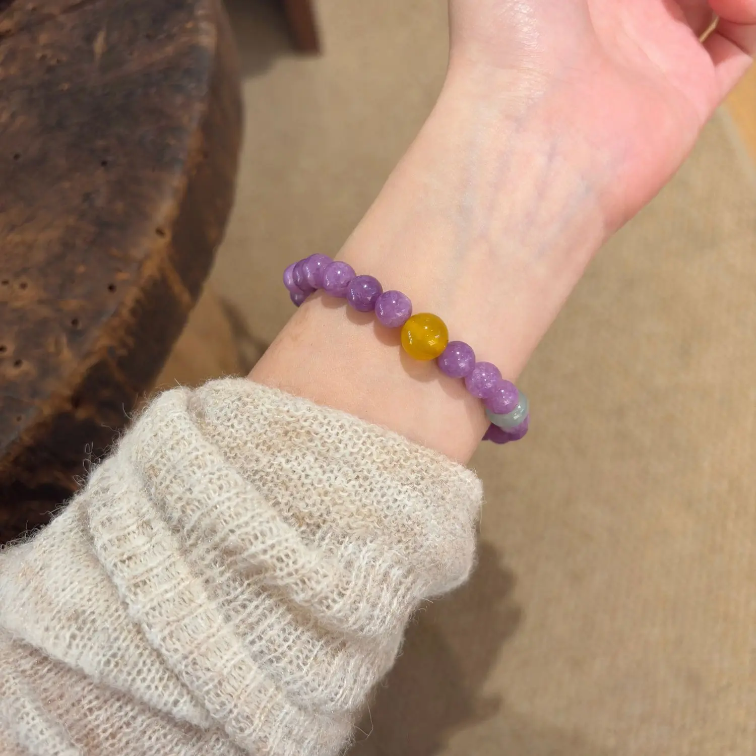 Bracciale in calcedonio viola, gioielli sfumati, periferico commemorativo, derivato, Bracciale della dea