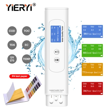 디지털 TDS EC 수질 계량기 TOC UV275 COD 온도 테스터, 실험실 수족관용 식수 수질 분석기, 6 in 1 