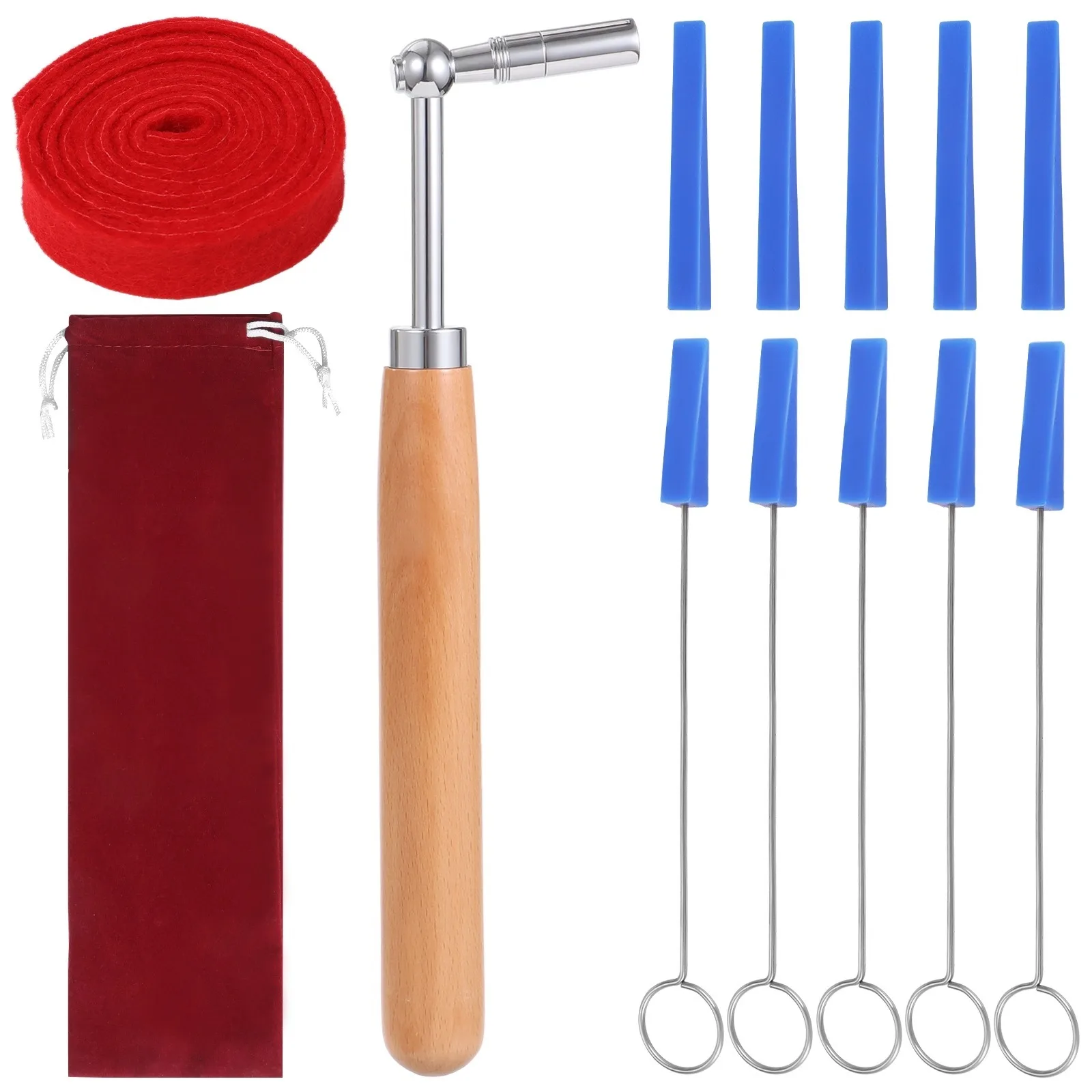 

12Pcs Piano Tuning Kit Professional Tuner Set Universal Piano Tuning Tool Kit Set With Tuning Wrench Long Mute Felt Rubber Mutes
