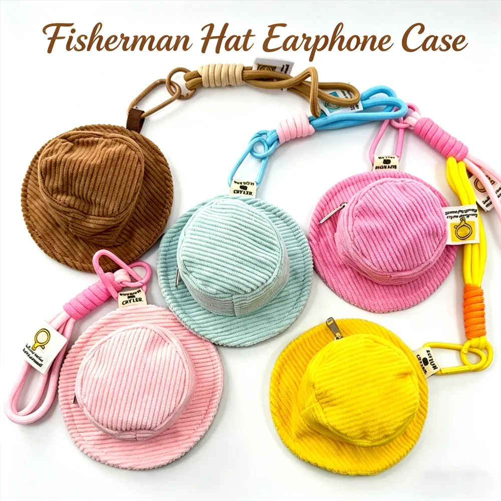 Kawaii Mini Hat Shape Coin Purse Headphone Bag Lipstick Bags Keychain Rope Decorative Portable Wallet Anti Loss Zipper Gifts