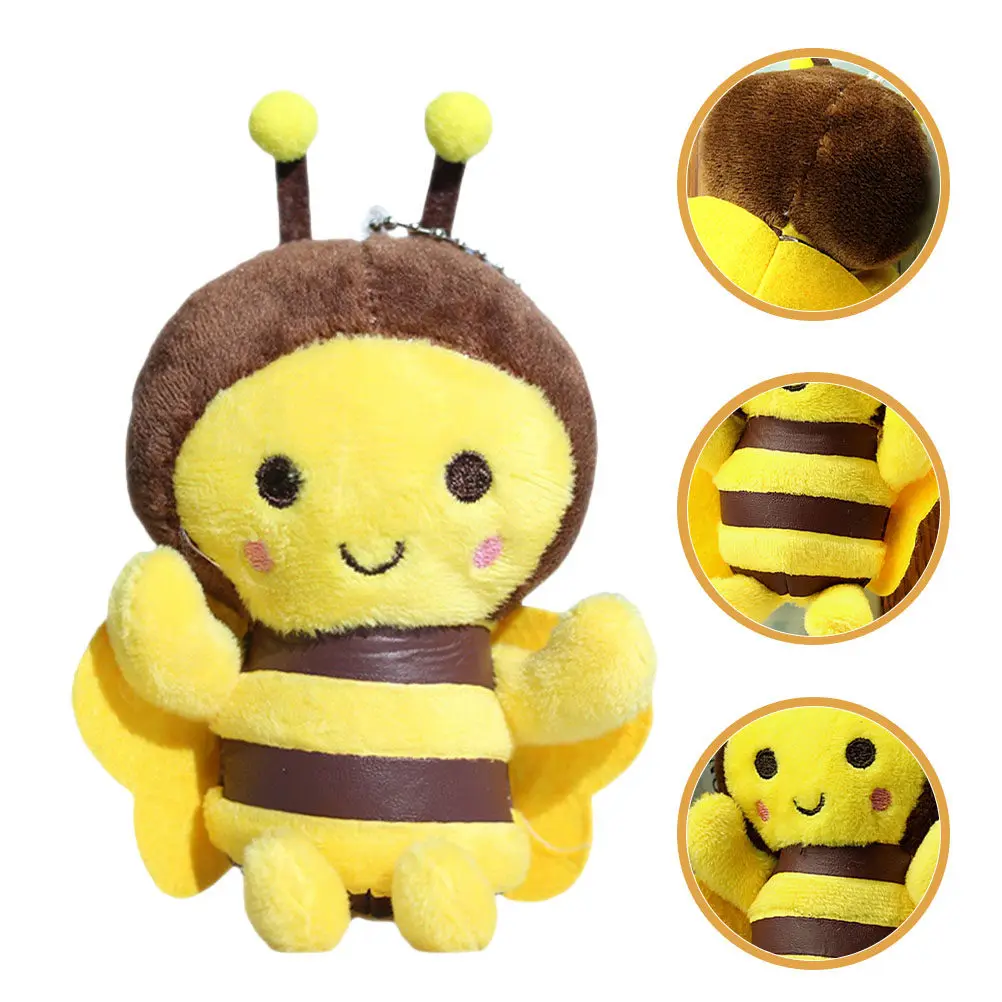 

6Pcs Adorable Bee Keychain Soft Touch Stuffed Animal Charm for Keys Backpack Purse Bag Phone Birthday Party Favors Kids Cute