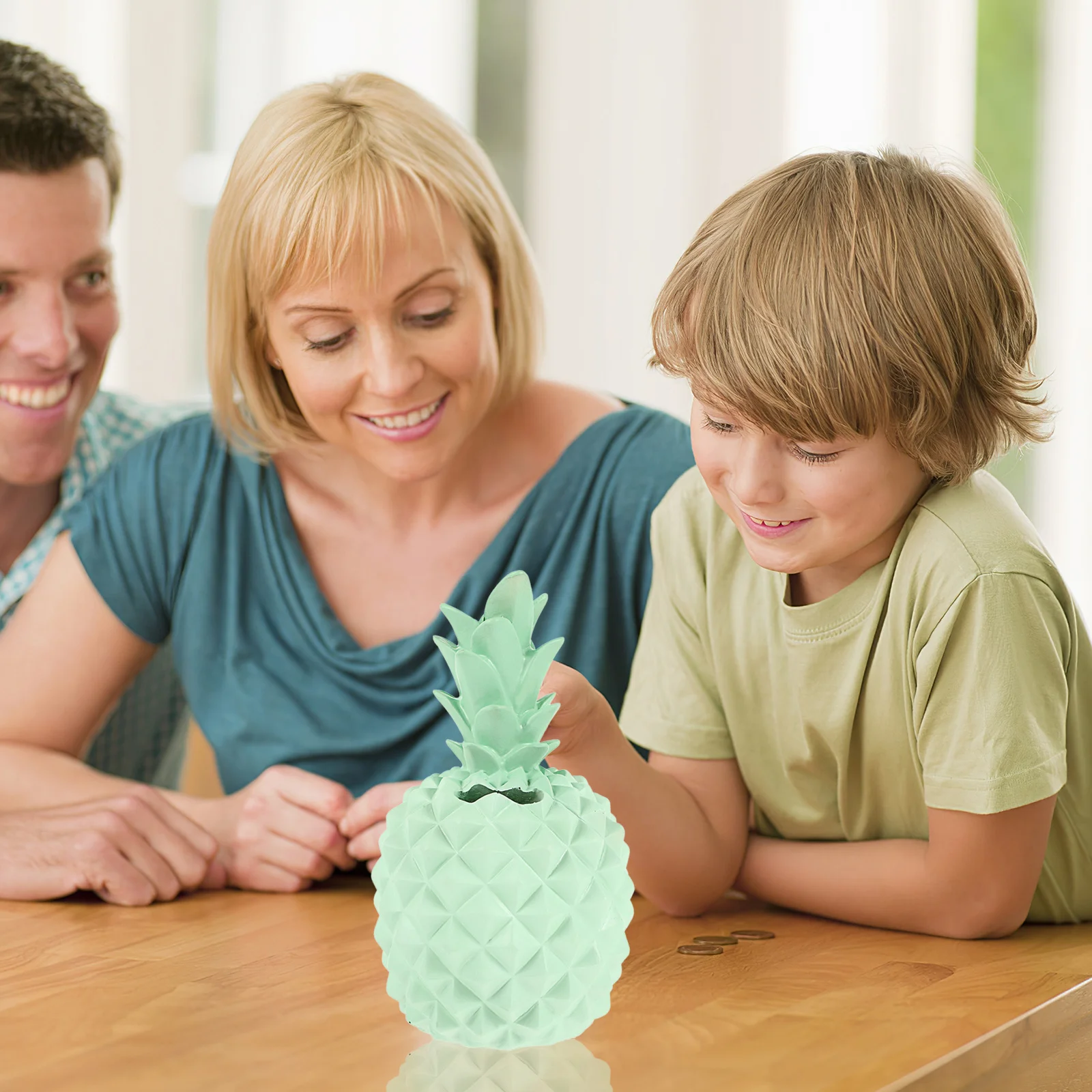 

Resin Pineapple Money Box Cute Cartoon Coin Bank for 's Room Home Decor Organize Spare Change Bills Desktop Ornament