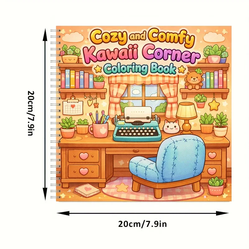 Coloring Book kawaii Corner for Adults, Relaxing Colouring Book, Stress Relief, Birthday Gift & Back to School Art Supplies