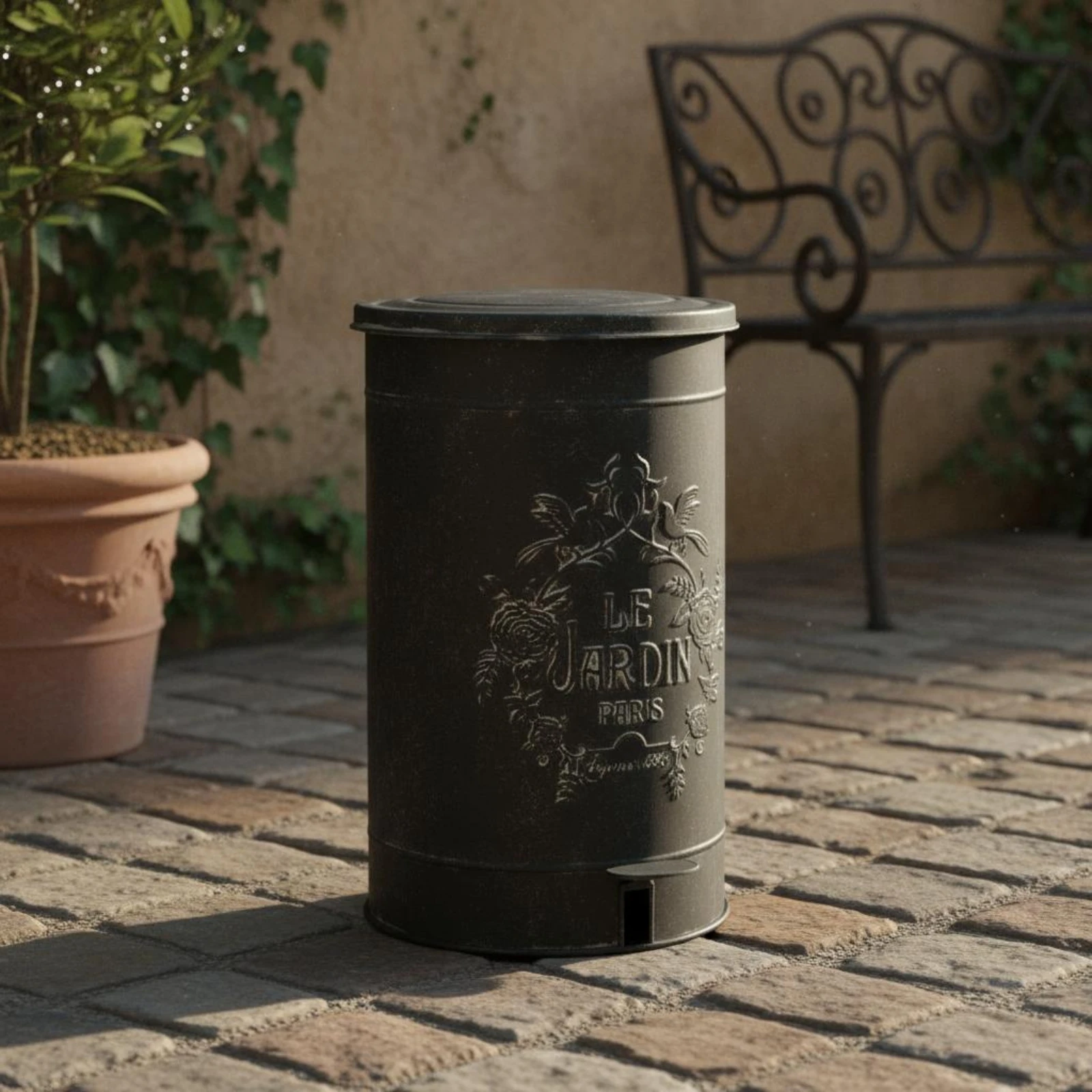 garden-iron-dustbin-retro-design-decorative-pedal-waste-bin-vintage-metal-trash-can-rust-resistant-decorative-waste-bin