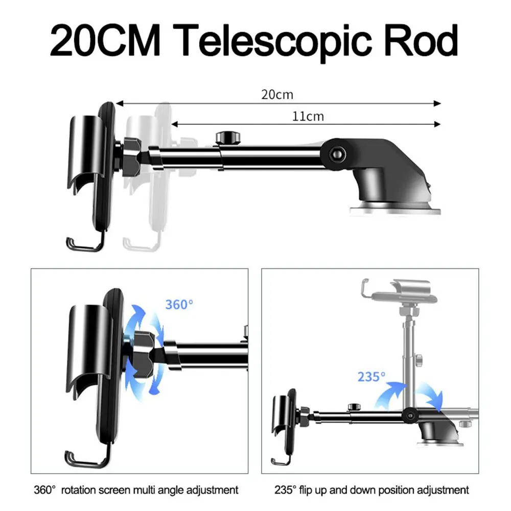Car Phone Holder & Super Suction Cup Universal 4 in 1 for Car Dashboard Windshield Vent Car Mount for iPhone Samsung