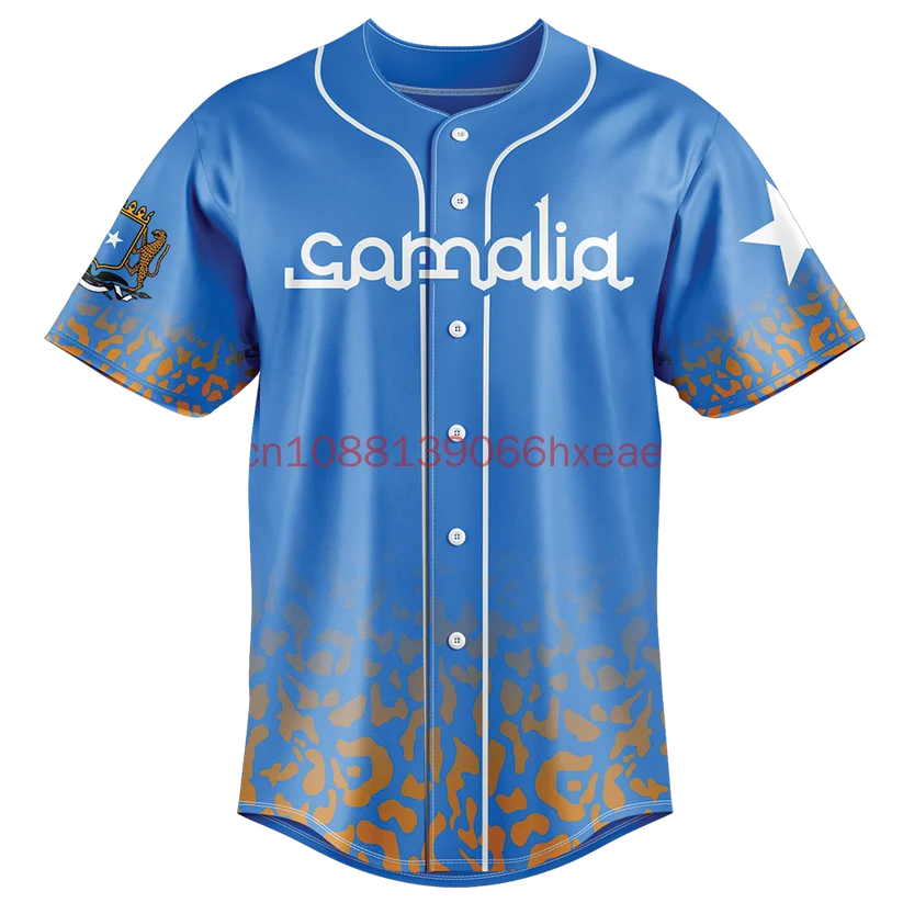 

New Summer Short Sleeves Men Baseball JerseySomalia Adults Sports Baseball Shirts Printed Personalized Name Number for Men