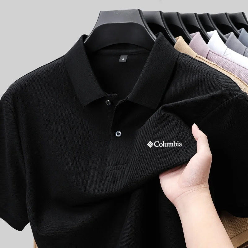 

Cotton100% Men's Summer High Quality Short Sleeves Polo Shirt Lapel Button Letter Printing T-Shirt Business Leisure Men Clothing