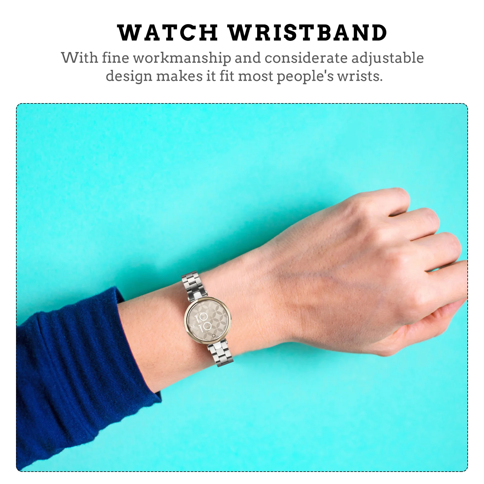 

1Pcs Stainless Steel Watch Strap Delicate Adjustable Smartwatch Band Compatible for Garmin Lily Comfortable Simple Watch