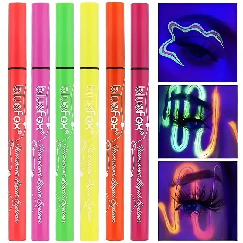 6pcs Glow UV Reactive Glow in the Dark Face and Body Paint Set, Neon Liquid Eyeliner, Mixing Color for Masquerade,Music Festival