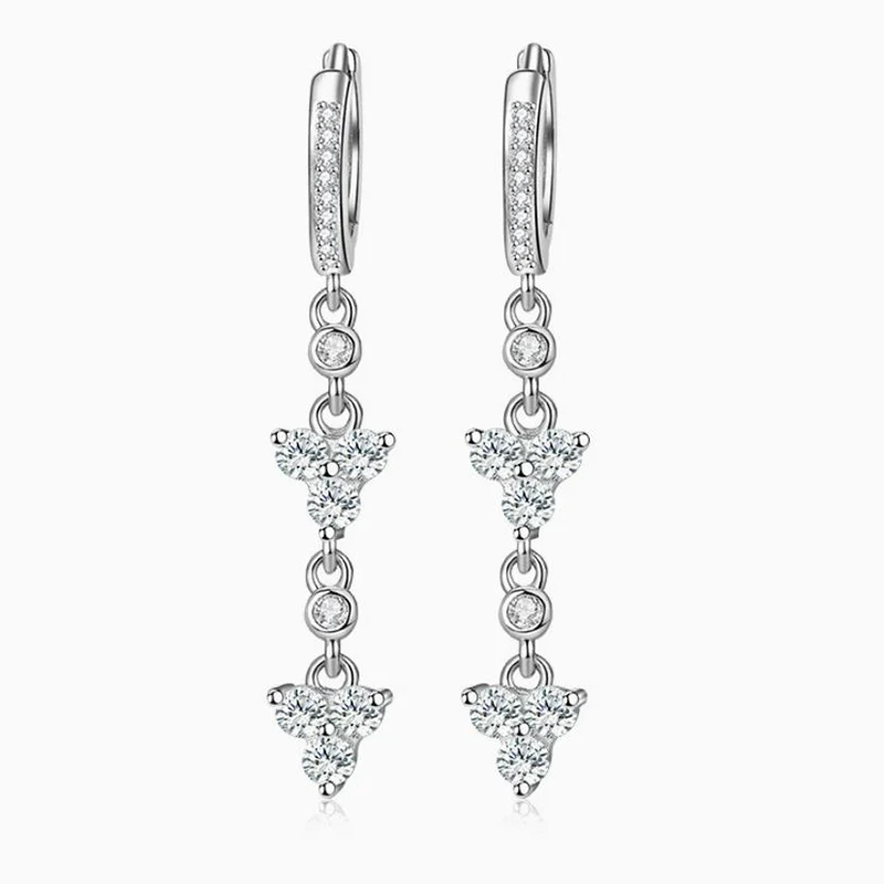 New Flower Star Tassel Ear Buckle European and American Cross Border Hot Sell Fashion Earrings 925 Silver Jewelry For Women