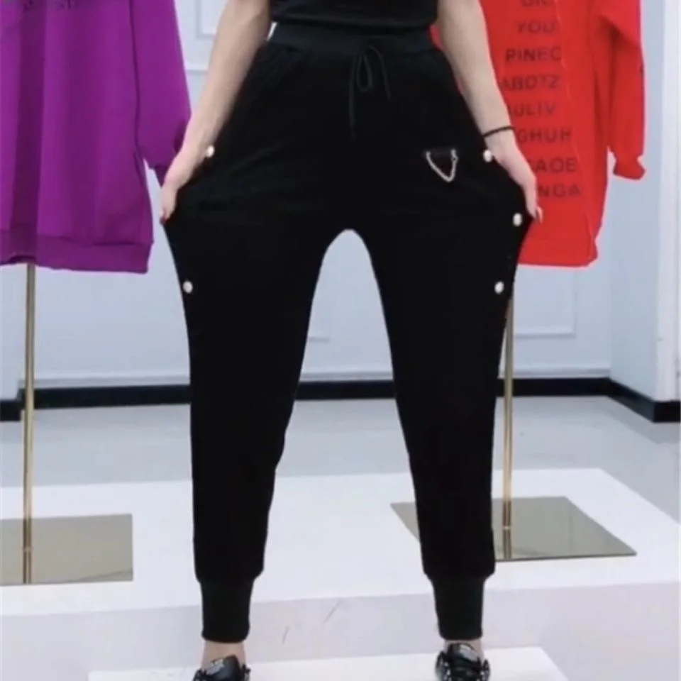 Pantaloni casual da donna a vita alta foderati in Fce pantaloni larghi dimagranti autunno inverno nuovi pantaloni lunghi larghi