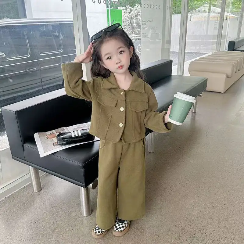 

2025 New Spring And Autumn Summer Girls Kids Coat+pants Sets Comfortable Cute Baby Clothes Children Clothing Kids Outfits