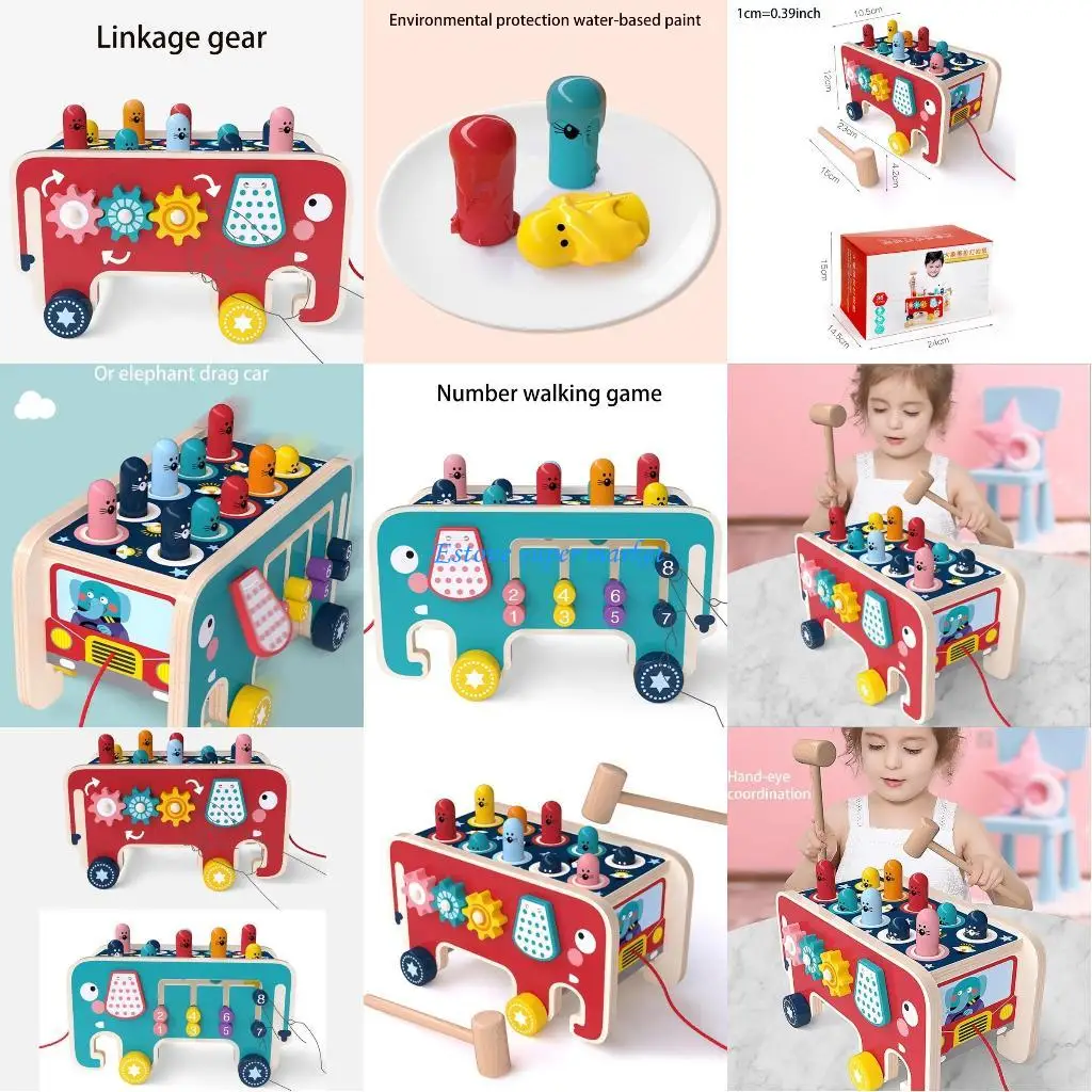 

090B Developmental Toy Wrack-A-Mole Gameset for Hand Motor Skill Training Baby Pounding Toy Playset Early Education Toy