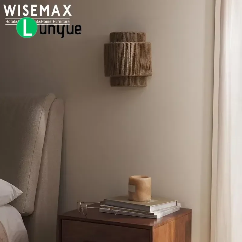 Nordic Modern Hemp Rope LED Wall Lights for Hotel Office Villa Home Bedroom Living Room Interior Decoration Lighting Fixture