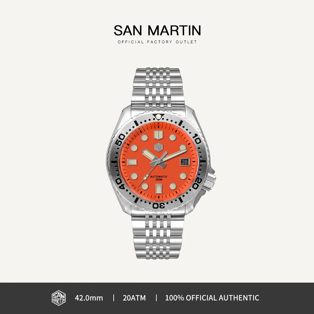 

Автоматические механические часы San Martin SN0046 с сапфировым стеклом, 42,5 мм