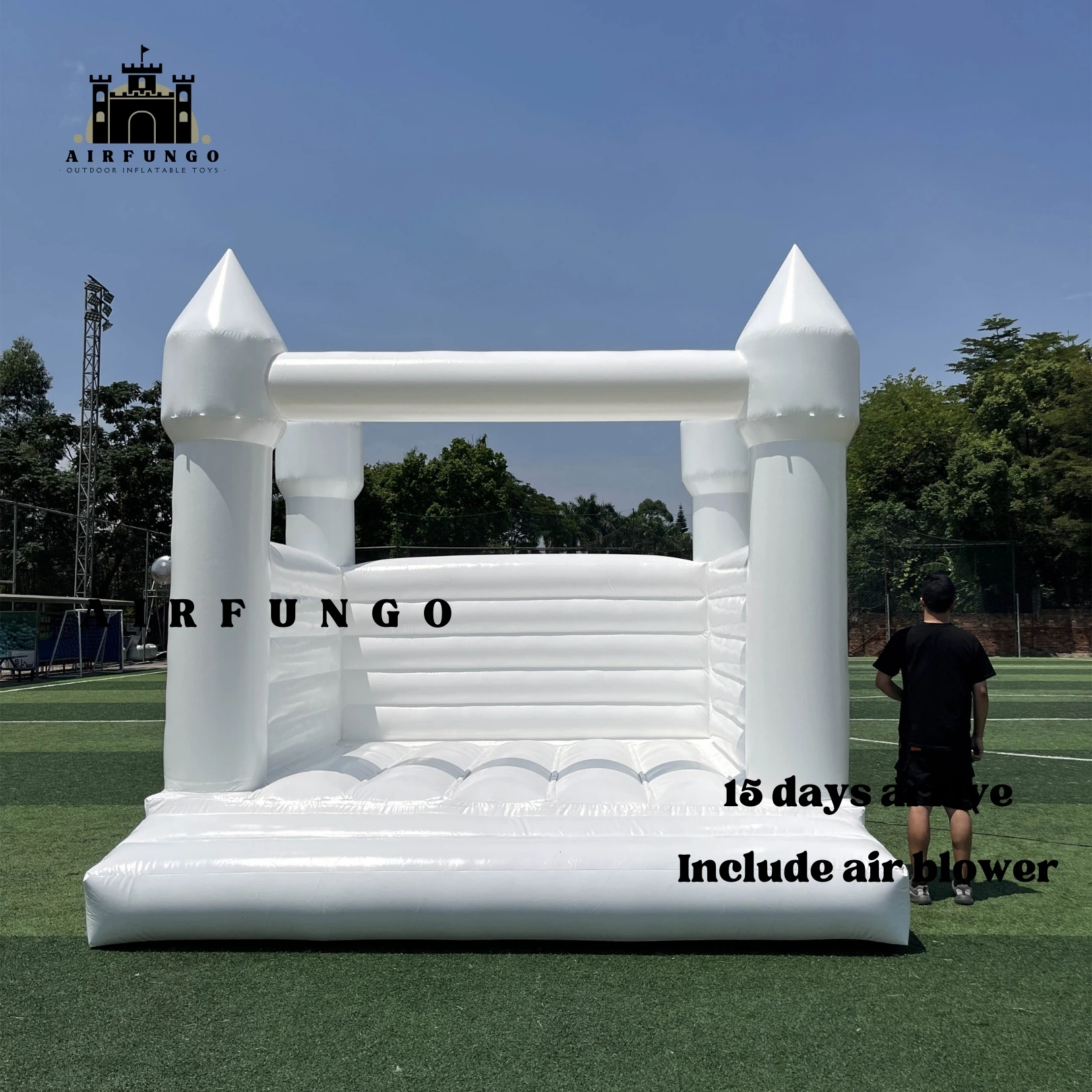 Casa de rebote inflable blanca para exteriores, castillo hinchable de PVC, casa de rebote de Luna, casa de rebote de boda personalizada