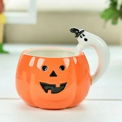 Taza de cerámica de calabaza fantasma, decoración de Halloween americana, taza de café de forma Irregular, taza de pareja Universal de dibujos animados