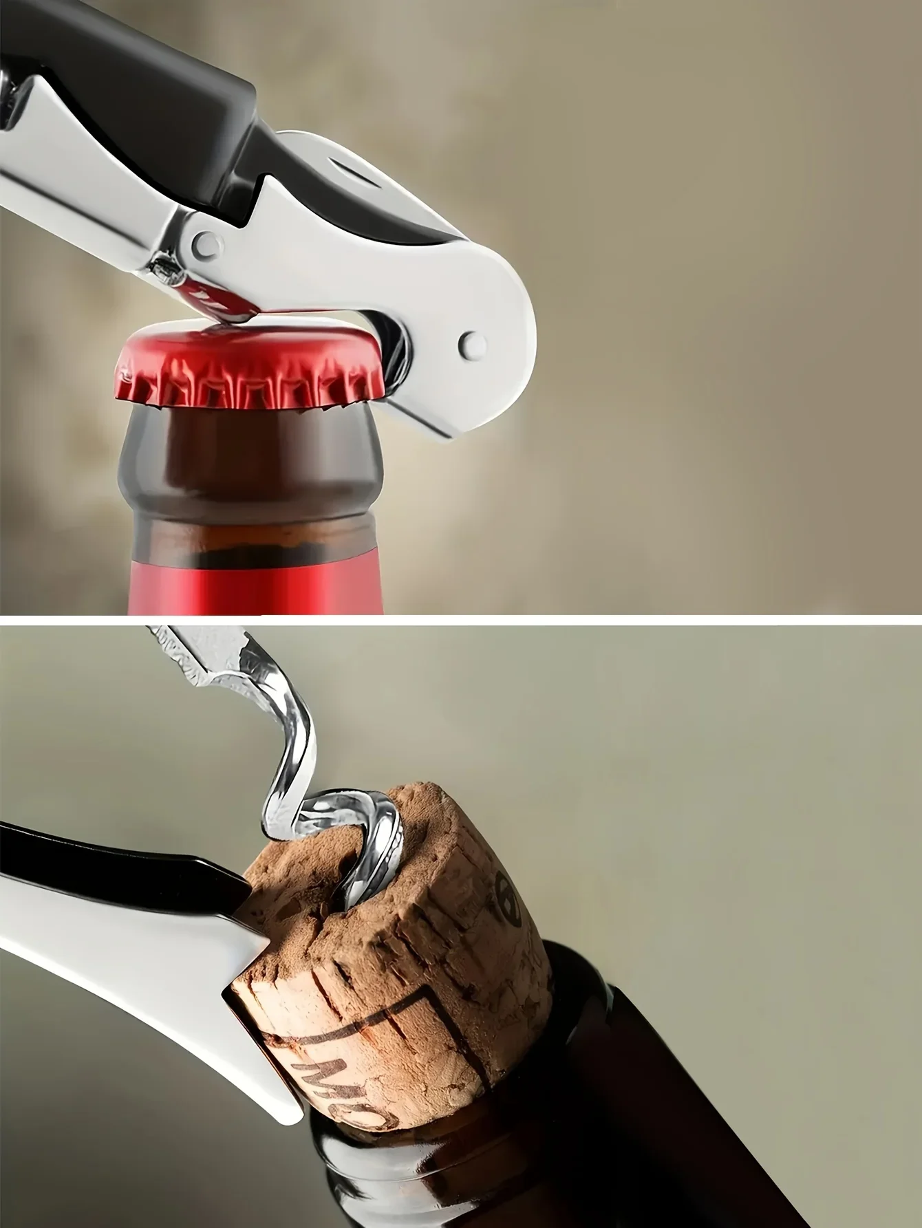 1pc Premium Edelstahl Wein Flasche Opener Multifunktionale Flaschenöffner Wein Korken Schraube Korkenzieher Bier Kappe Entferner bar – Detail 7