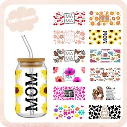 UV DTF Transfers Stickers Cup Wraps fiore stampato per fai da te vetro ceramica metallo pelle, mamma festa della mamma 3D 16oz