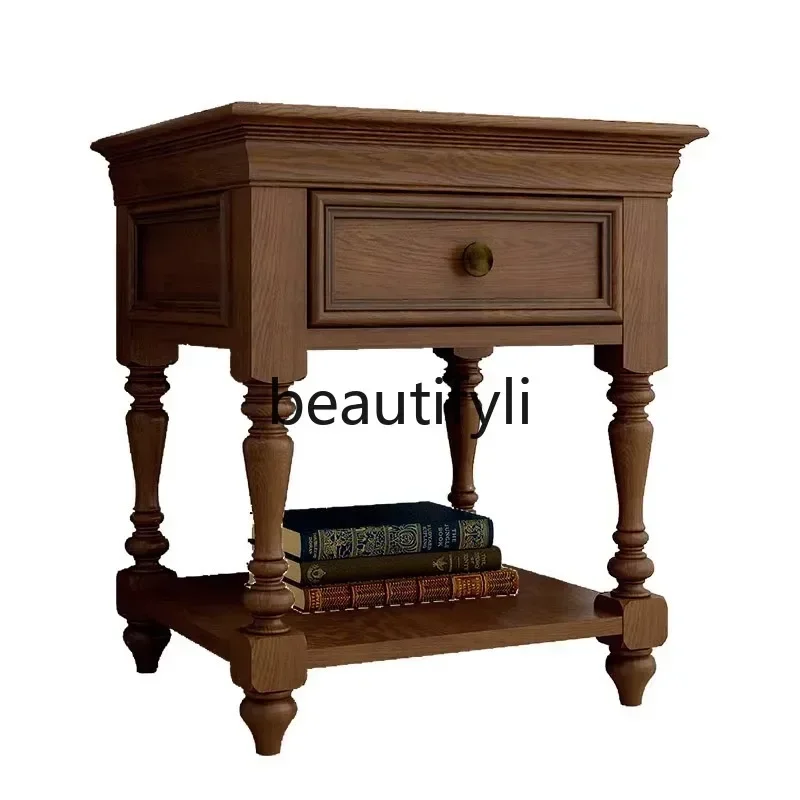 

LXEuropean Style Solid Wood Square Sofa Side Table Small Square Table American Style Creative Bedside TableSSS