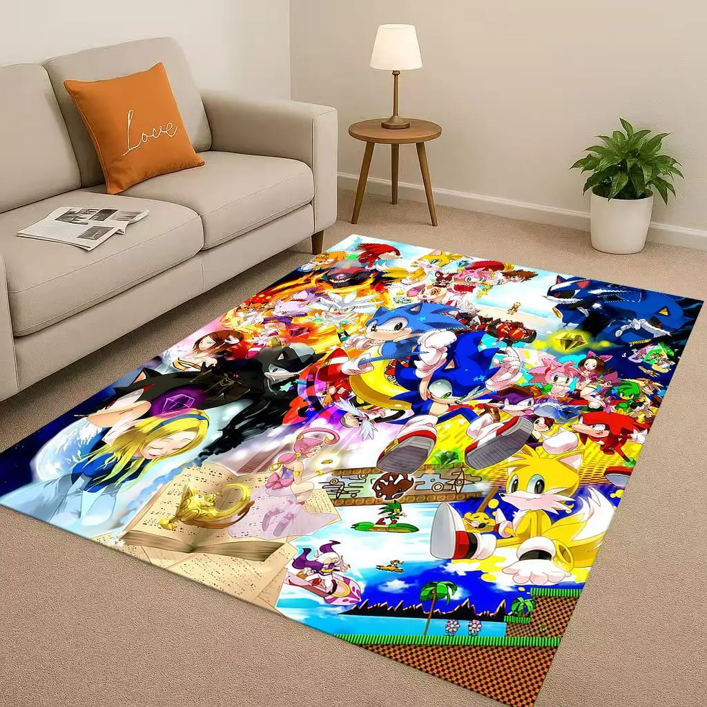 Alfombra antideslizante con dibujos animados 3D S-Sonics para sala de estar, alfombra suave para dormitorio, sala de juegos y sofá, felpudo fácil de limpiar para decoración del hogar