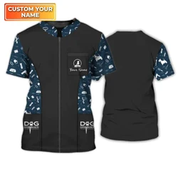 Dog Care Shop Themed Work Clothing 3D Printed Fun DIY Name Men's And Women's Crew Neck Short Sleeve Personality T-shirt Top New