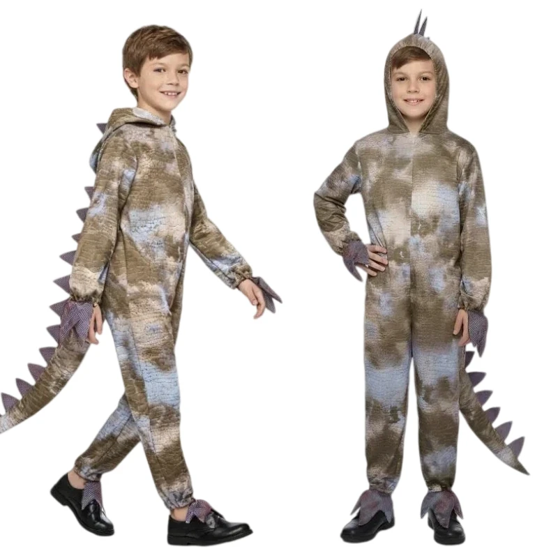 

Anime Dinosaurs Cosplay Costume Animals Jumpsuit with Tail Funny Bodysuit for Boys Girls Halloween Carnival Party
