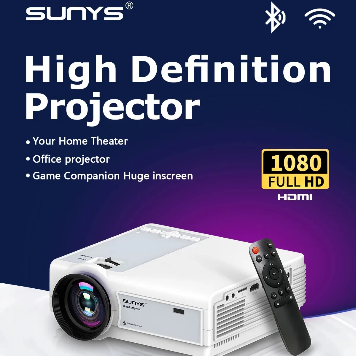 SUNYS Projetor 4K With WIFI 1080P Mini Portable LED Home Theater Cinema Phone Bluetooth Smart Video Proyector L36P Beamer