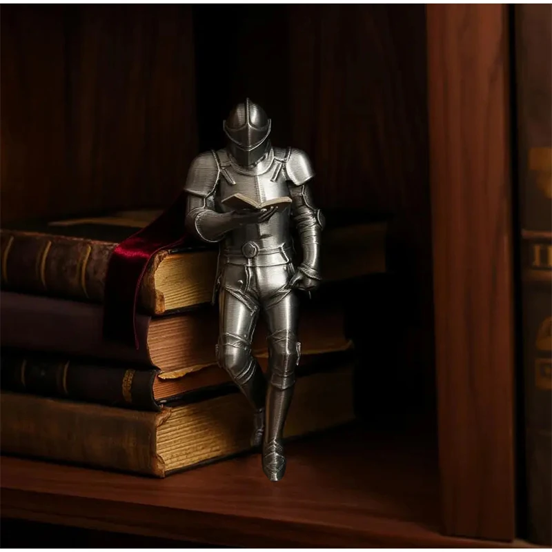 3D-Druck Ritter-Statue Ritter-Bücherregal-Dekoration Rüstete Gotische Statue Fantasy-Bibliothek Figur für Buchliebhaber Desktop-Ornament – Detail 9