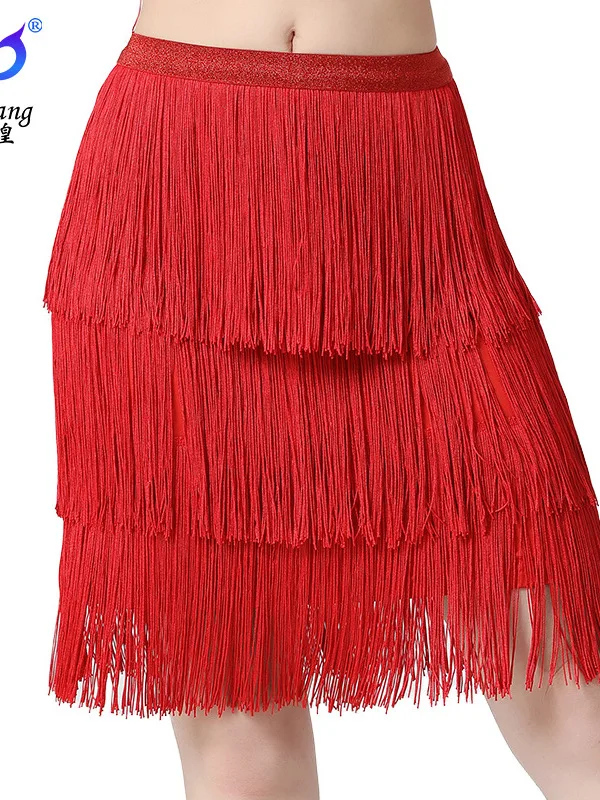 Latin Dance Fringed Rokje Dance Practice Rok Performance Kostuum Versleutelde Rok Met Franjes