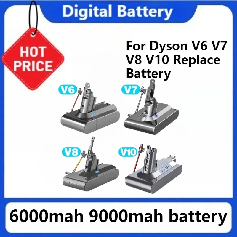 

8000mAh 6000mAh Li Ion Battery For Dyson V6 V7 V8 V10 Replace Battery DC58 DC59 DC61 DC62 DC72 DC74 SV11 SV10 SV12 SV14 SV15
