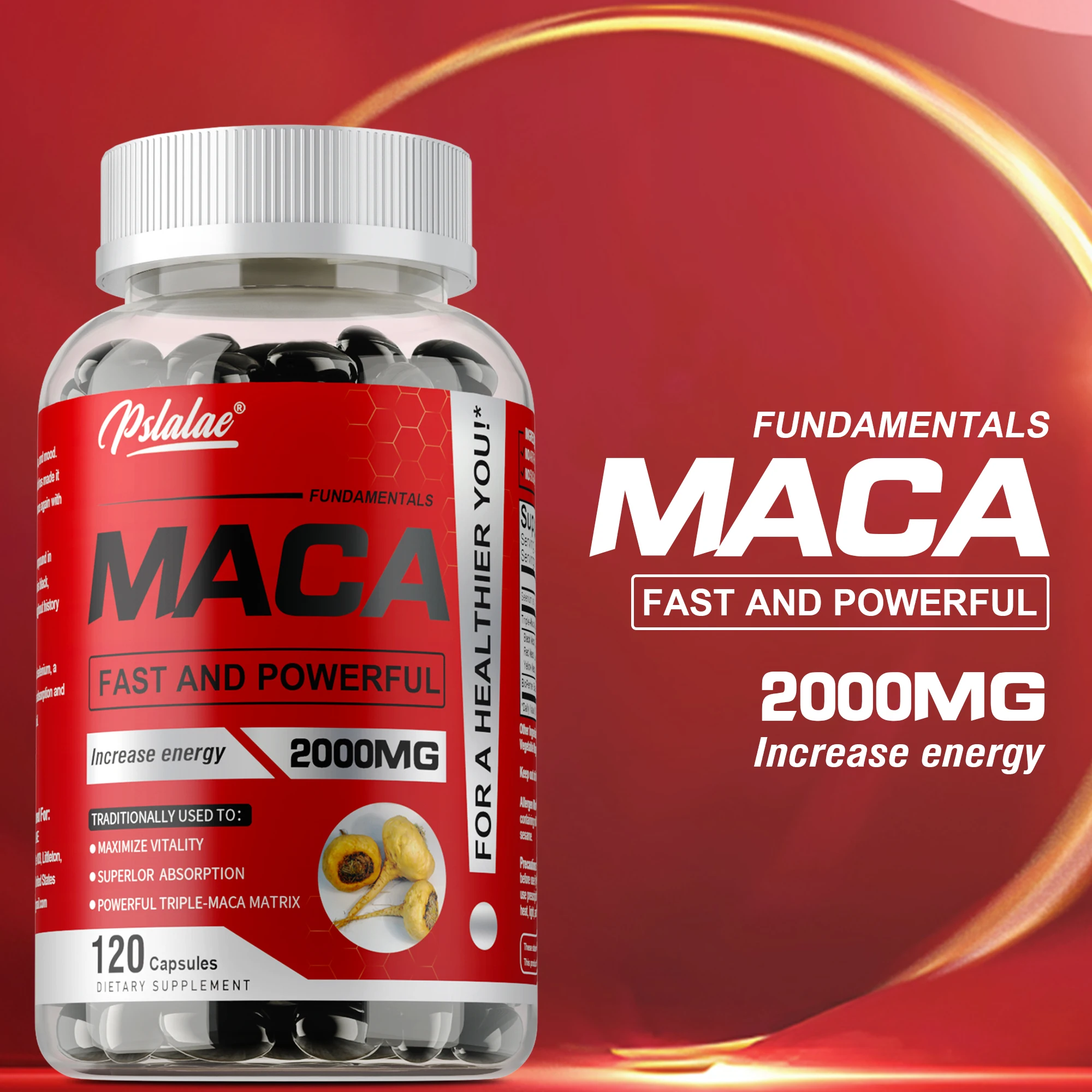 

Maca Root Supplement - Builds Muscle and Strength, Increase Natural Energy, Regulate Mood, Reduce Stress, Boost Vitality