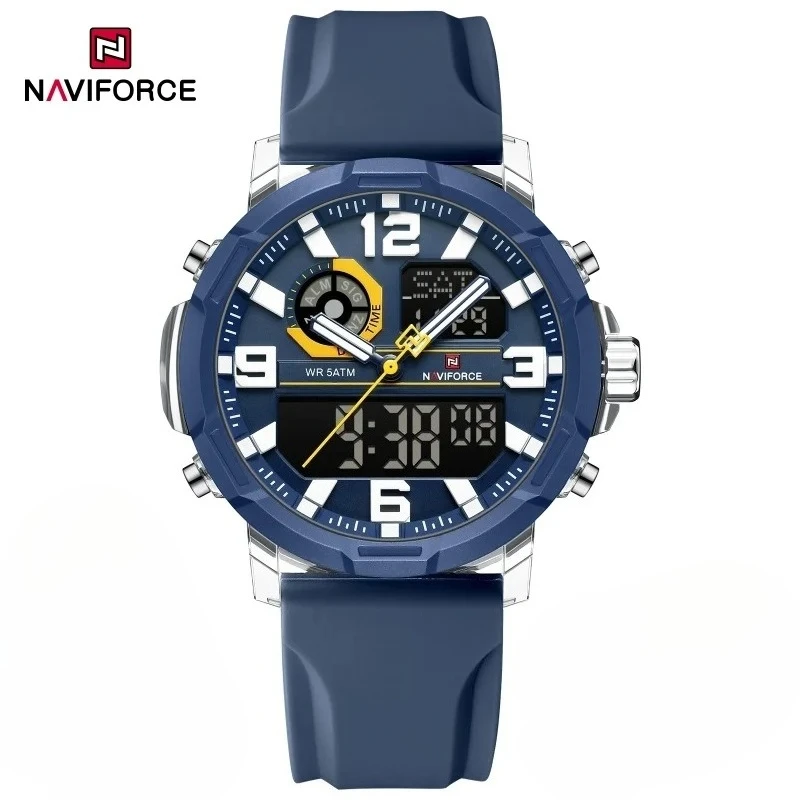 NAVIFORCE NF7130 Men Watch 50M Waterproof Dual Display Chronograph Alarm Clock Fashion Simple Watches