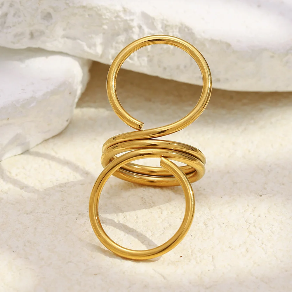 

Women Minimalist Ring 18K Gold Plated Stainless Steel Niche Personal Geometric Number 8 Rings Simple Fashion Jewelry Gifts
