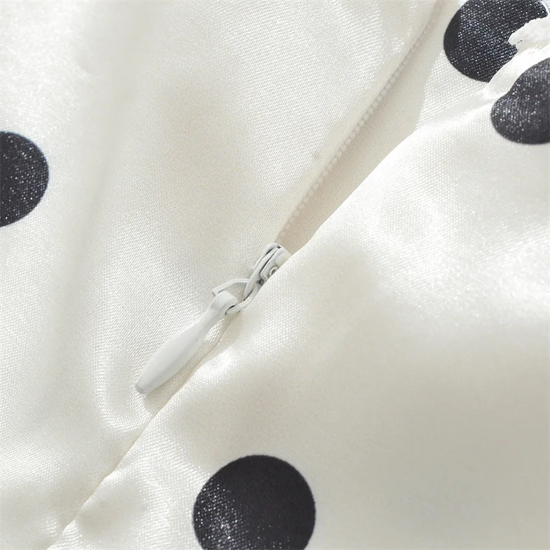 KEYANKETIAN 2025 Summer New French Style Lace  Decoration V-Neck Polka Dots Print Mini Dress Women's Backless Halter Satin Dress