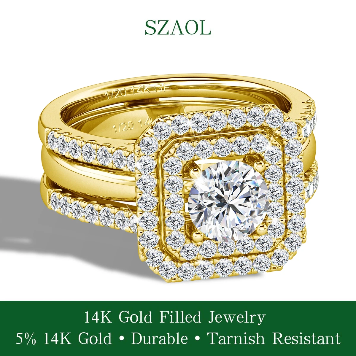 

14K Gold Filled Bridal Set Ring For Lover 2PCS 1ct Moissanite Couple Rings D VVS Pass Diamond Tester Gorgeous Lady Jewelry Gifts