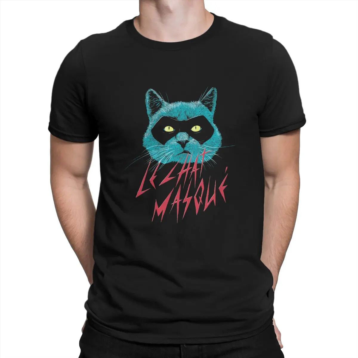 Cat Lover Men's TShirt Le Chat Masque Distinctive Polyester T Shirt Harajuku Streetwear Hipster