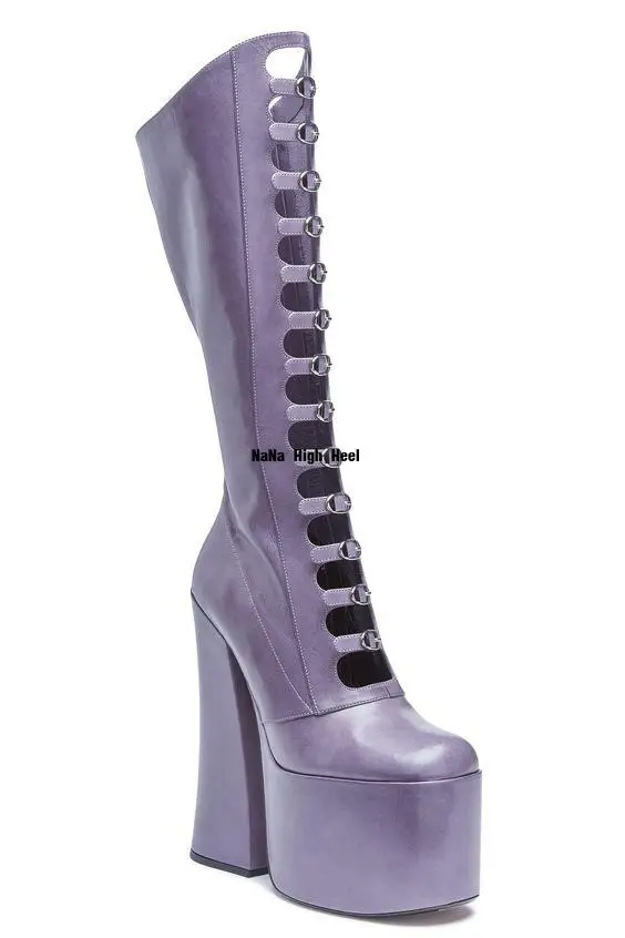 

Dress Luxury Satin Pink Platform Buckle Boots Lady Chunky High Heel Mid-calf Design Boots Women Sexy Square Toe Shoes Zip
