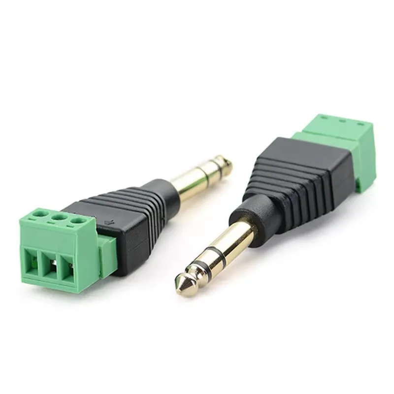 6.35mm Stereo Audio Plug to 3 Pin 2Pin Screw Terminal Block Connector Microphone Balum DIY Adapter 6.35mm Jack Socket TS/TRS