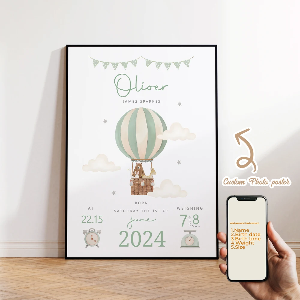 Personalized Custom Name Cartoon Child Birth Gift Wall Art Print Picture Canvas Poster Painting For Living Room Home Decor