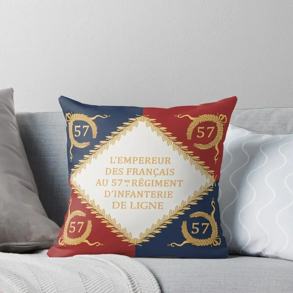 

Napoleonic French drapeaux of the 57me D'infanterie de Ligne Throw Pillow luxury decor pillow