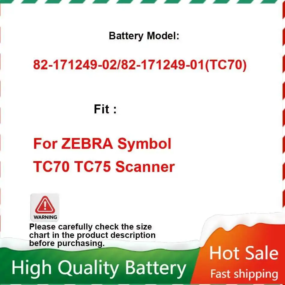 

Battery 4620mAh For ZEBRA TC70 TC75 Symbol Scanner 82-171249-02/82-171249-01(TC70) long-lasting and replaceable battery